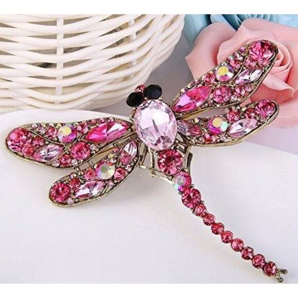 🩷 Betsey Johnson stunning pink crystal dragonfly brooch 🩷 - Picture 1 of 4